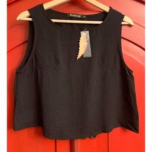 NWT Black Soft Light Weight Tank Top Crop Shirt Summer Cool Woman Women Blouse M